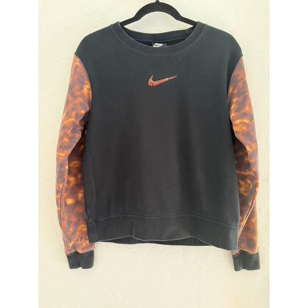 Nike black crewneck marble tie-dye sleeves swoosh sweatshirt